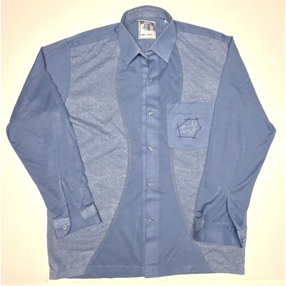 Jain Udhay Designer Shirt Long Sleeve Mens Button Up Size Medium Blue Rare